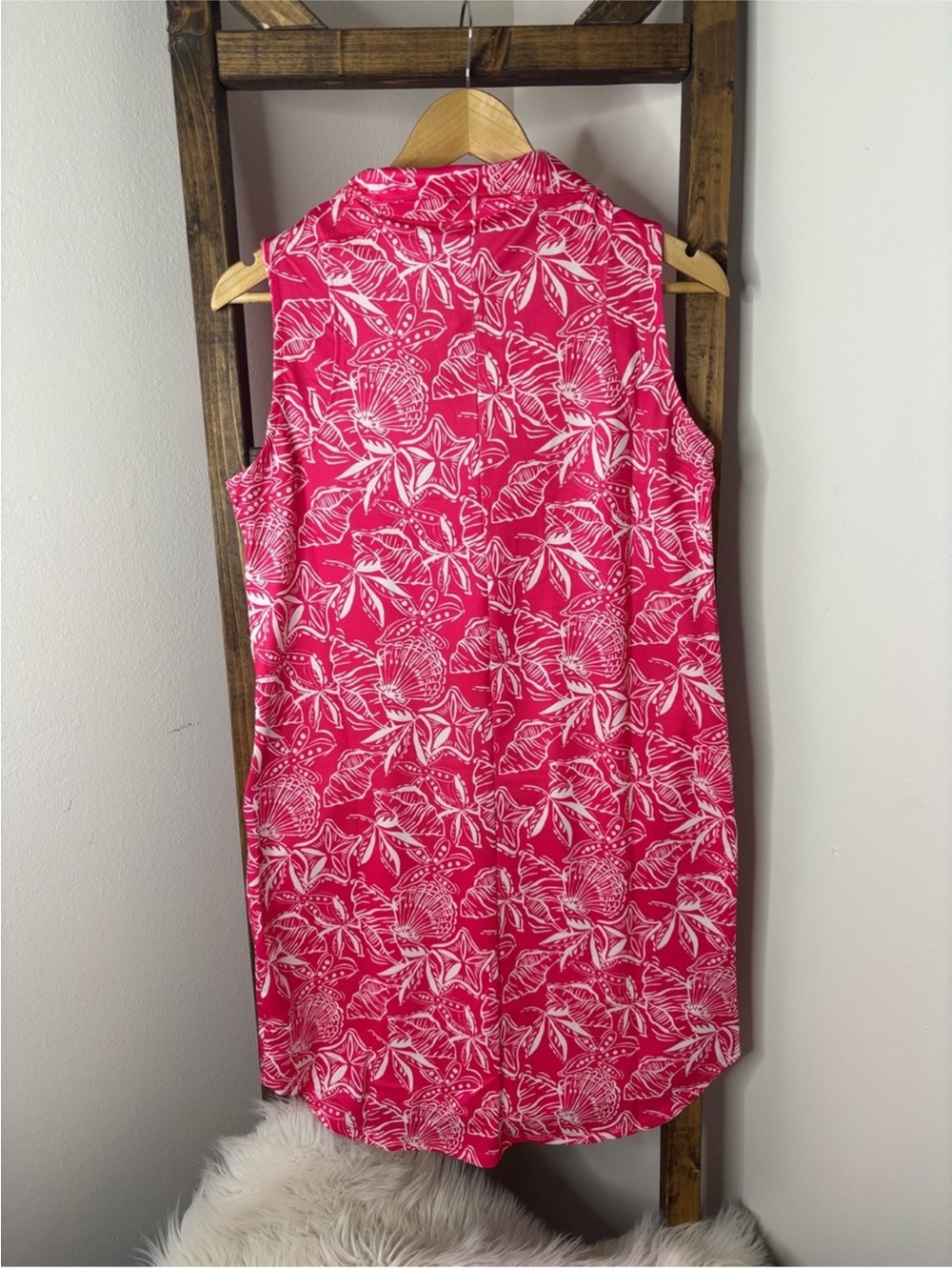 Dear Scarlett Sleeveless Pink Printed Polo Cool Down Dress - Picture 5 of 5